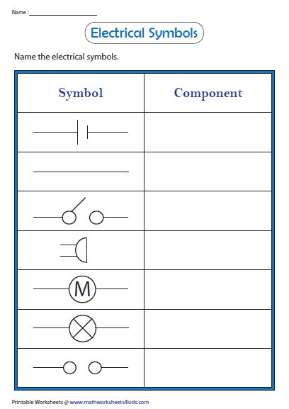 Electricity Symbols Worksheet