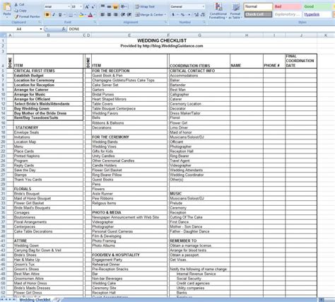 Wedding Checklist (2) - Free Excel Template