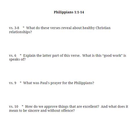 Thoughts On Sunday School & Philippians Study Questions {printable}