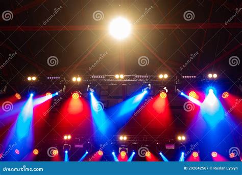 Colorful Concert Lights on Empty Stage Stock Image - Image of decoration, illumination: 292042567