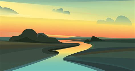 River Landscape at Sunset, Backgrounds ft. landscape & scenery - Envato Elements