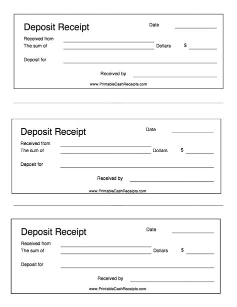 Bank Deposit Receipt Template Clean – Customizable Receipt Templates