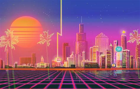 Retro Neon City Wallpaper