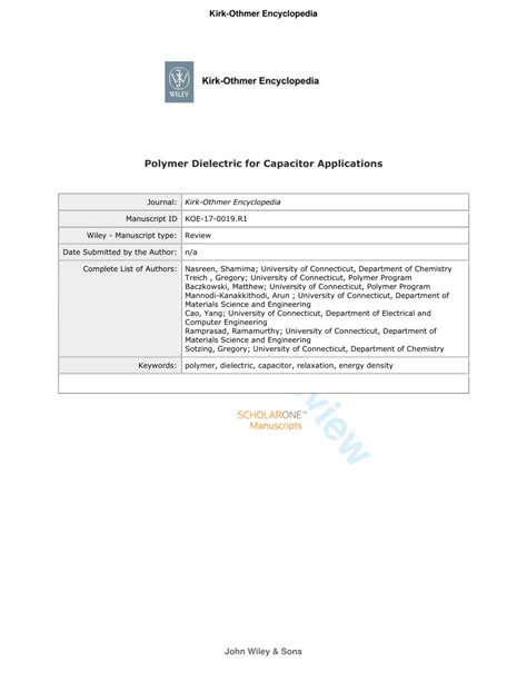 (PDF) Polymer Dielectric for Capacitor Applications