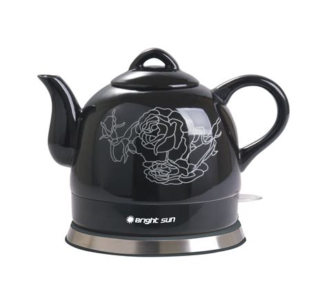 Teapot Ceramic Electric Kettle Black Peony Electric Ceramic Teapot Kettle Gift | eBay