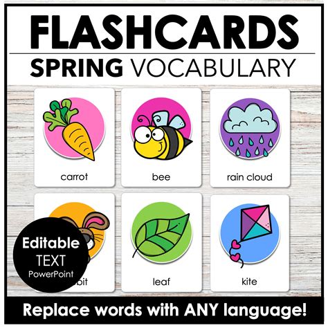 Spring & Easter Flashcards - Editable Vocabulary Word Flash Cards ESL EFL ELA | Made By Teachers