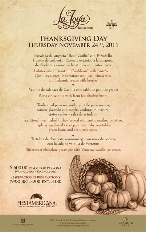 ThanksGiving Dinner Cancun best restaurant - Cancun Online