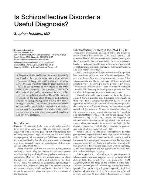 (PDF) Is Schizoaffective Disorder a Useful Diagnosis?