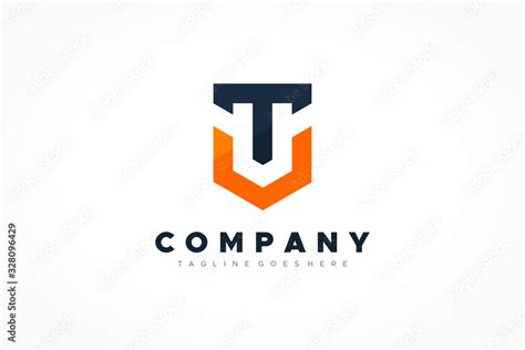 Dark Blue Orange Shield Military Letter T and V Logo. Flat Vector Logo Design Template Element ...