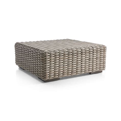 Abaco All-Weather Resin Wicker Outdoor Patio Ottoman + Reviews | Crate & Barrel