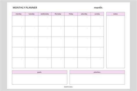 Free Simple Monthly Planner Printable #free #printable #monthlyplanner #planner #print ...