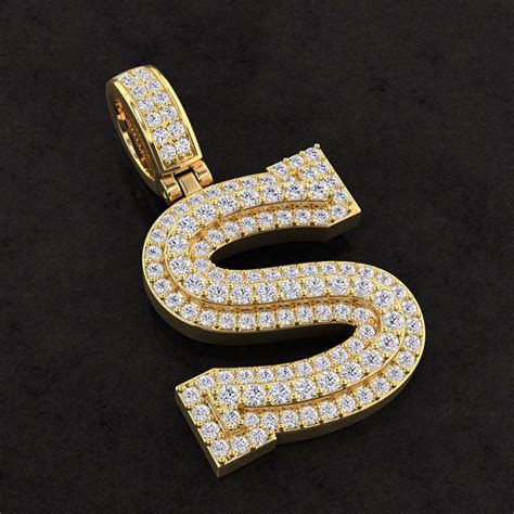 Diamond Custom 3D Initial S Letter Pendant | CGTrader