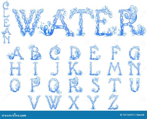 Water splash letters font stock vector. Illustration of drop - 74116473