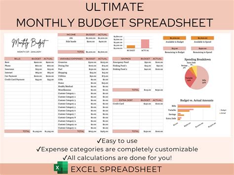 Excel Monthly Budget Dashboard