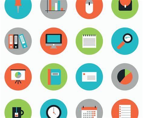 Colorful Flat Business Icons Vector Art & Graphics | freevector.com