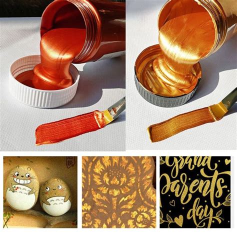 100ml Gold Paint Metallic Acrylic Painting DIY Hand Clothes - Etsy