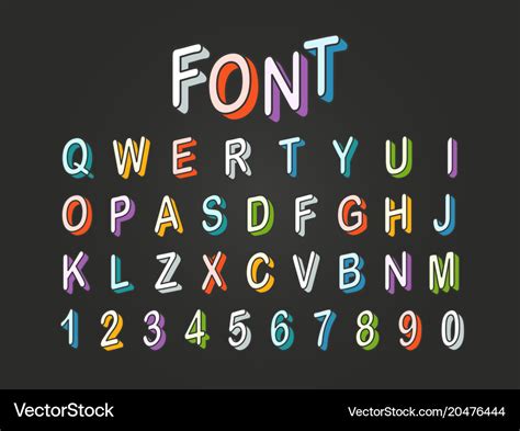 Pop art style 3d color font clipart letters Vector Image