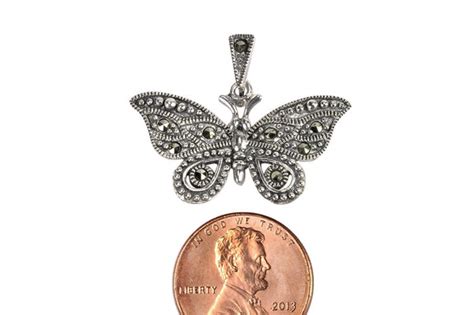 .925 Sterling Silver Marcasite Butterfly Pendant 25mm | Jewelryland.com