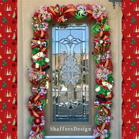 Outdoor Christmas Garland with Lights, Red and Green Christmas Door Decor, Christmas Front Door ...