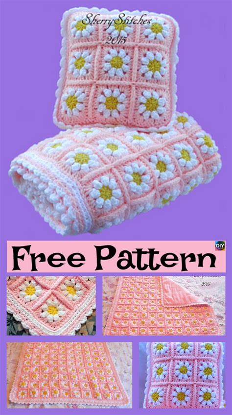 Crochet Daisy Flower Blanket - Free Pattern - DIY 4 EVER