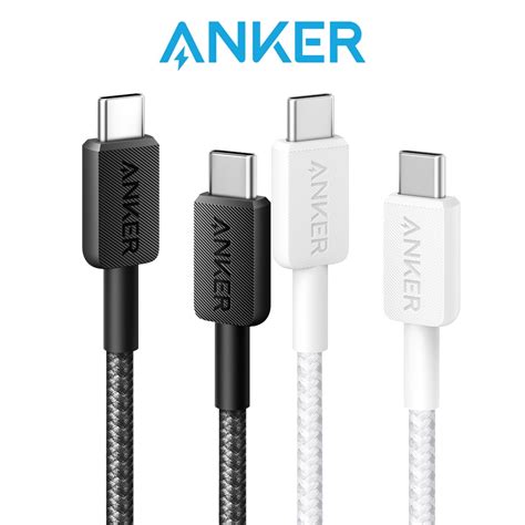 Anker 322 PowerLine USB-C to USB-C Braided Cable 3ft/0.9m 60W Fast Charging for USB-C Phones ...