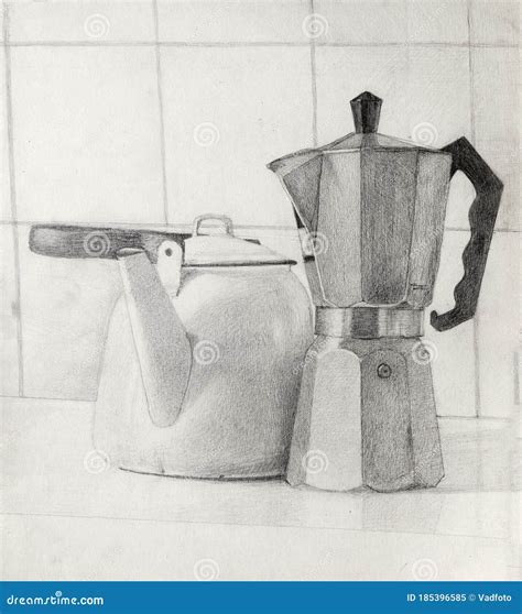 Still Life, Pencil Drawing Illustration, Sketch Stock Illustration - Illustration of drapery ...