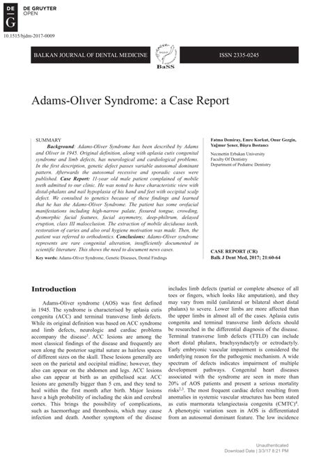 (PDF) Adams-Olıver Syndrome: a Case Report