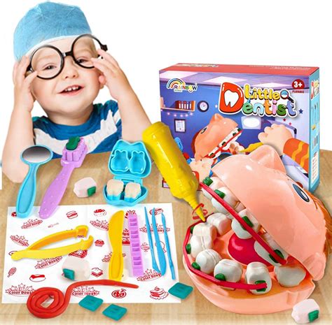 21Pcs Play Dough Dentist Set Playdough Dental Kit Tools and Cutters Accessories Drill and Fill ...