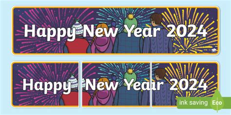 Happy New Year 2024 Banner, Classroom Resources, happy new year - okgo.net