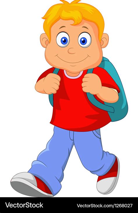 Little boy cartoon walking Royalty Free Vector Image