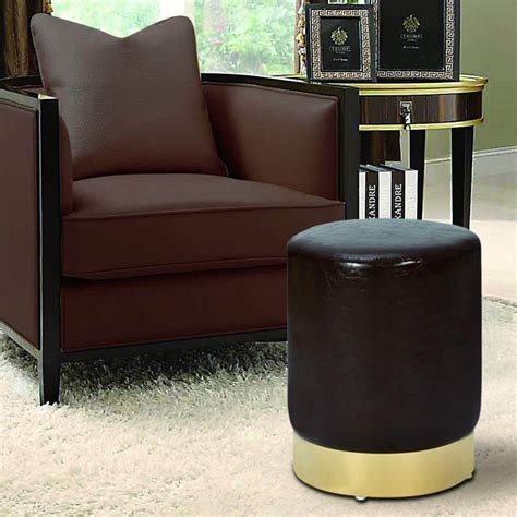 Round PU Leather Ottoman Foot Stool Footrest, Soft Compact Padded Stoo – Homhum