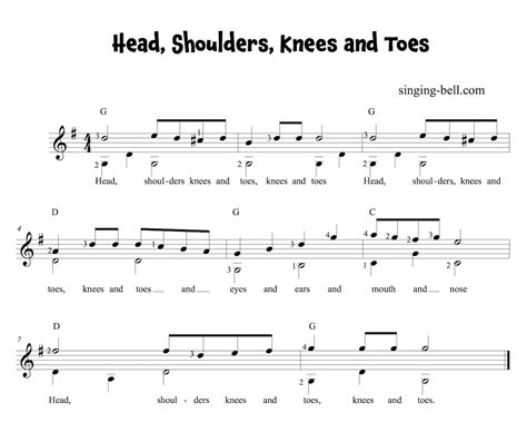 Lead Sheet Head Shoulders Knees And Toes With Chordsitsy, 56% OFF