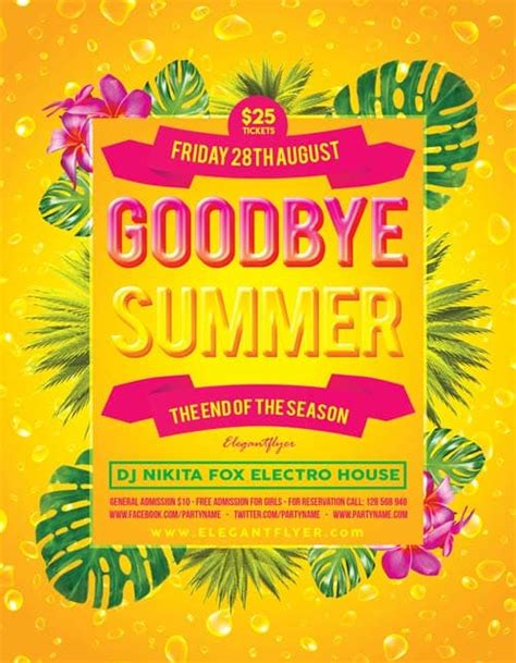 Goodbye Summer Party Flyer Template - Download Free Flyer Templates