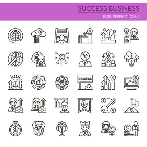 Set of Black and White Thin Line Successful Business Icons 667948 Vector Art at Vecteezy