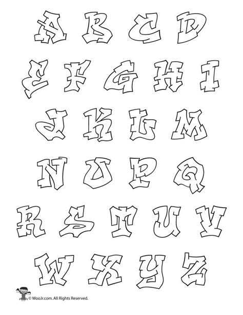 Printable Graffiti Bubble Letters Alphabet | Woo! Jr. Kids Activities Graffiti Alphabet Styles ...