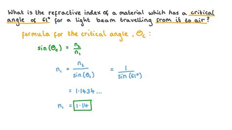 Critical Angle Formula