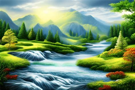 Nature Landscape Background Graphic by Craftable · Creative Fabrica