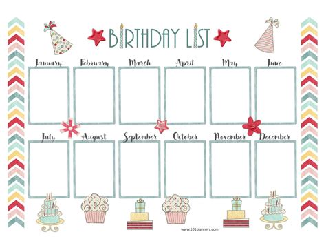 Birthday Calendar Printable - Example Calendar Printable