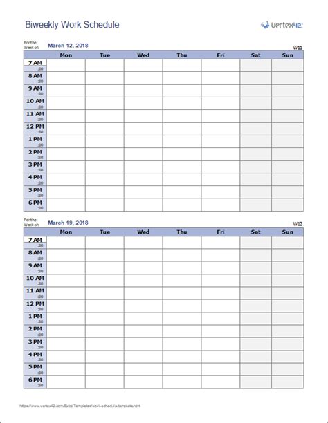 Work Schedule Template for Excel