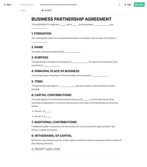 Partnership agreement template - free to use