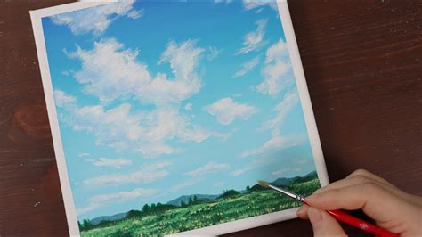 Clouds In The Blue Sky Easy Acrylic Painting For Beginners Paintingtutorial Asmr You