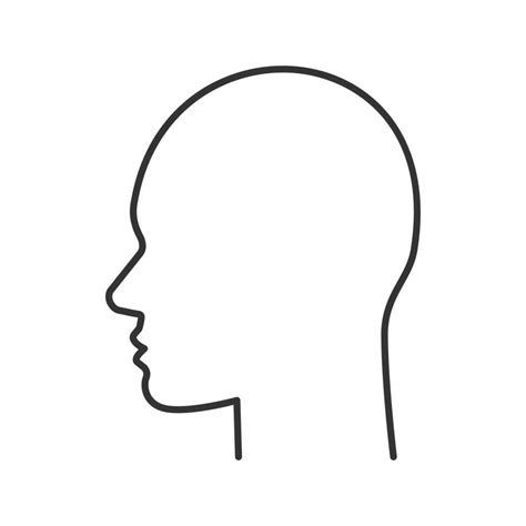 User linear icon. Human head. Thin line illustration. Profile contour symbol. Man face side view ...