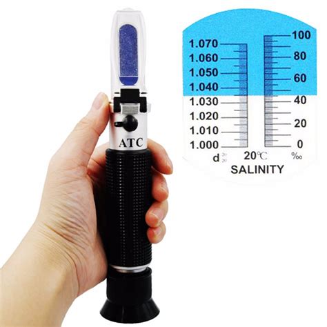 High-precision Refractometer Salinity Scale Display Atc Refractive Handheld Seawater Salinity ...