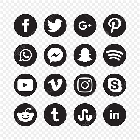 Social Media Black Vector Hd PNG Images, Black And White Circular Social Media Icons, Social ...