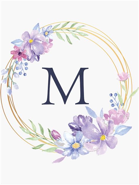 Monogram m spring floral circle sticker by floralmonogram – Artofit