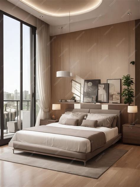 Premium AI Image | Modern master bedroom design with balcony