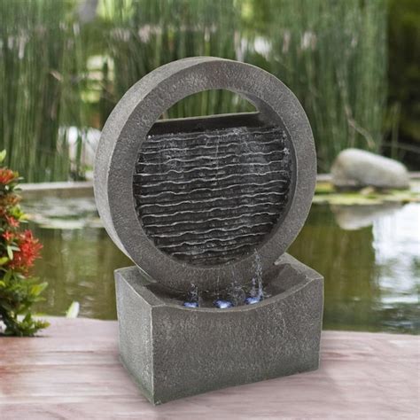 Nature Spring Round Cascade Fountain-Polyresin Waterfall with LED Lights-Outdoor Decorative ...