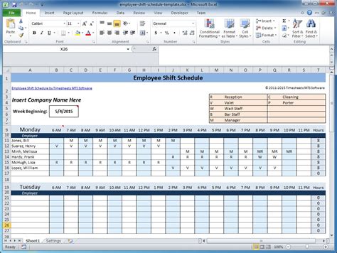 Free Employee and Shift Schedule Templates