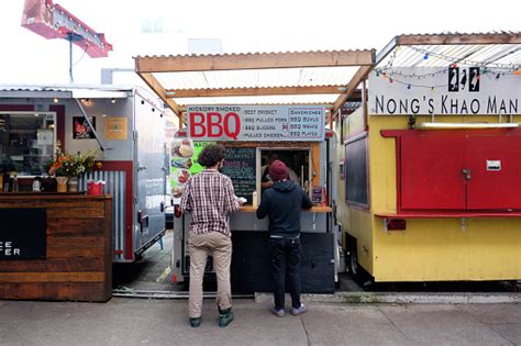 Portland Oregon Food Trucks Stock Photo - Download Image Now - iStock