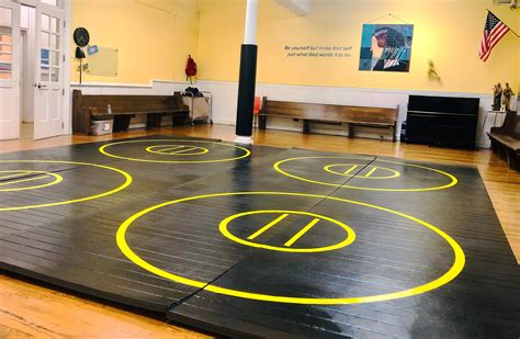 20' x 20' x 1 3/8" Roll-Up Wrestling Mat with Four Practice Circles | AK Athletic Equipment